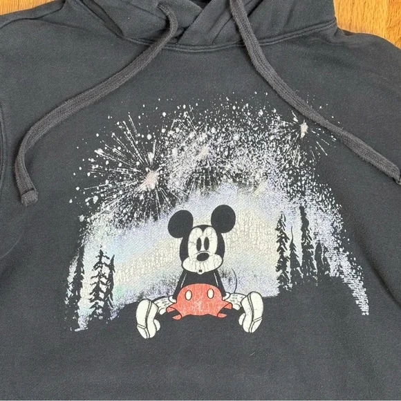 DISNEY x AE Mickey Mouse Fireworks Trees Oversized Retro Hoodie Sweatshirt XS - Picture 10 of 12